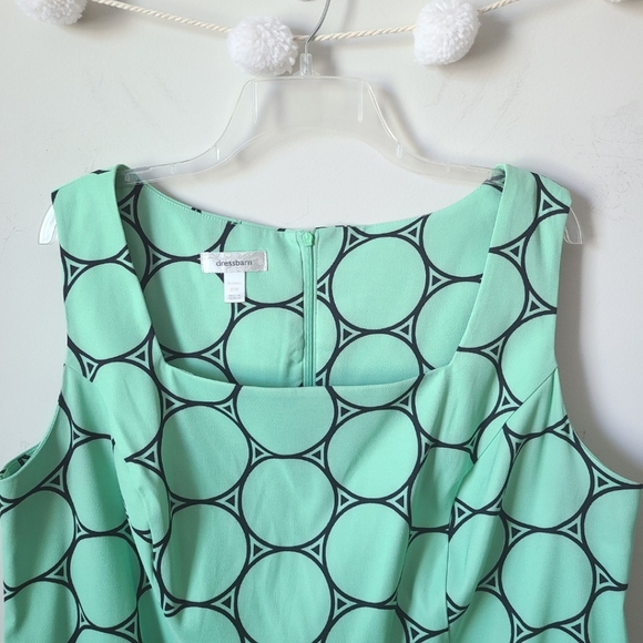 Dress Barn Mint Green Circle Print Sleeveless Sheath Dress Size 20W - Picture 2 of 10